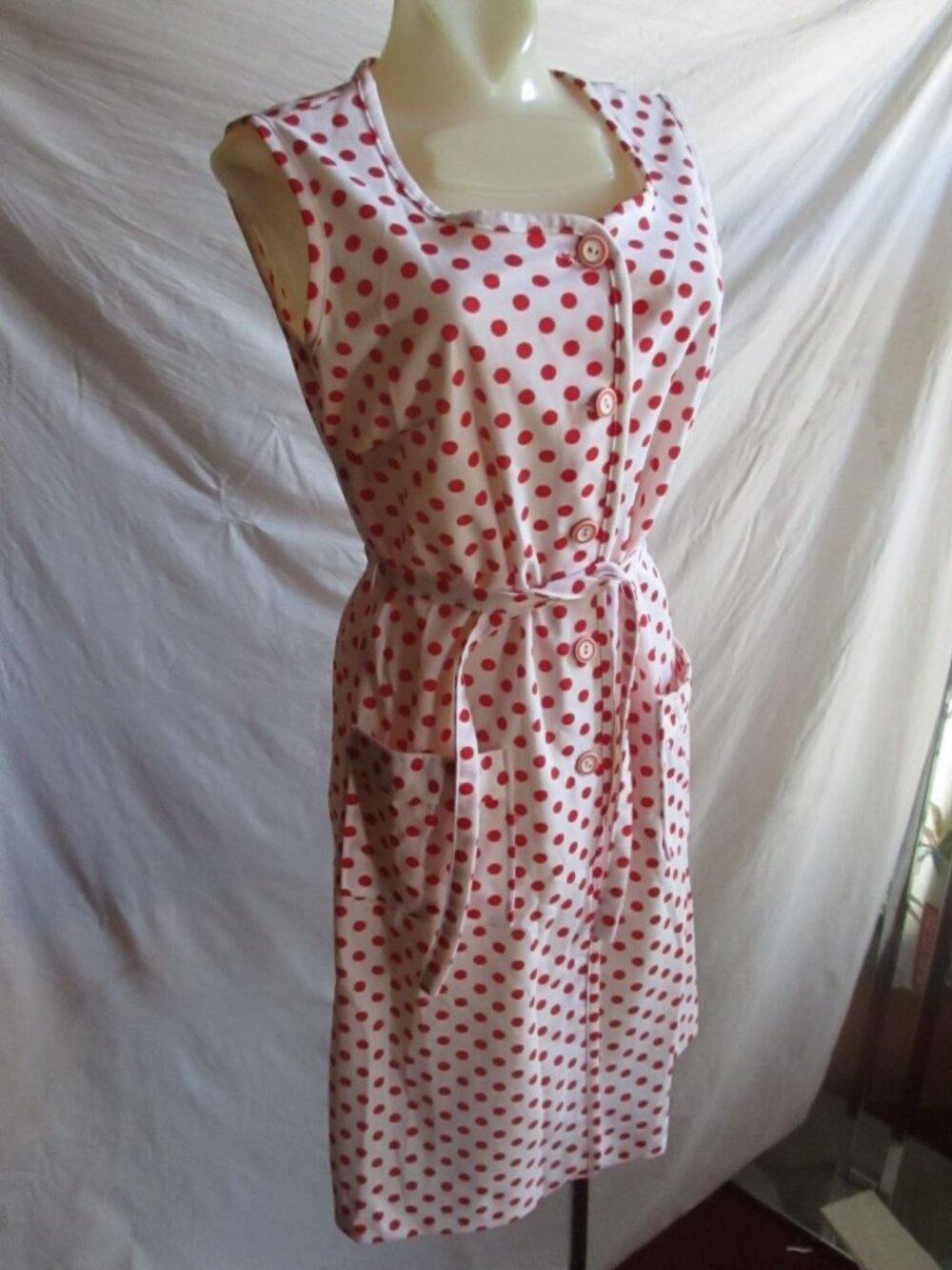 Vintage Women's Dress 8/10 Polka Dot 1970's Flutterbye Country Dance r
